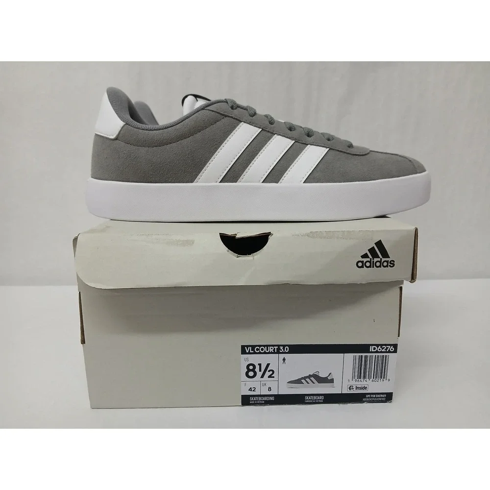 Adidas VL Court 3.0 Gray White‎ Mens Skateboarding Shoes Sneakers ID6276 Sz 8.5